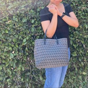 Fendi Black and White Logo Tote